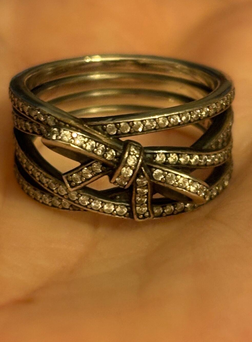 Pandora Bow Ring Sterling Silver 925 ALE Size 7.5 EU 56